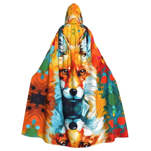 WZYWHJ Cosplay-Poncho mit buntem Fuchs-Druck, für Damen und Herren, Halloween-Party von WZYWHJ