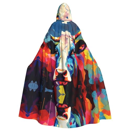 WZYWHJ Cosplay-Poncho mit farbigen Kühen und Kapuze, für Damen und Herren, Halloween-Party von WZYWHJ