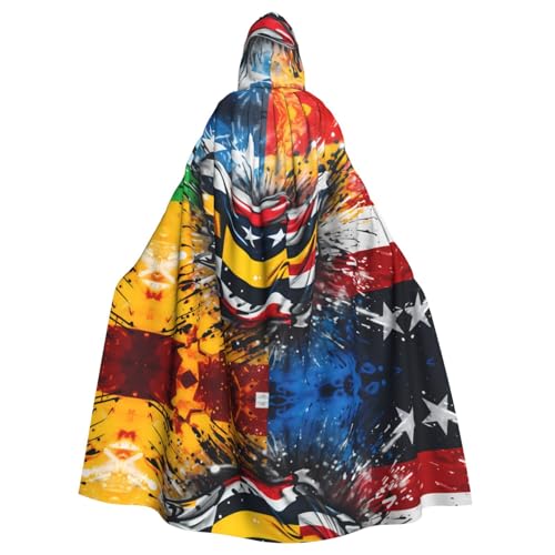 WZYWHJ Cosplay-Poncho mit farbiger Flagge, Umhang mit Kapuze, für Damen und Herren, Halloween-Party von WZYWHJ