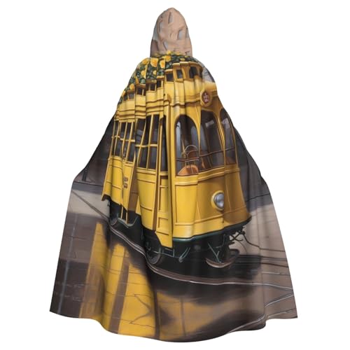 WZYWHJ Cosplay-Poncho mit gelbem Rosen-Bus, bedruckt, für Damen und Herren, Halloween-Party von WZYWHJ