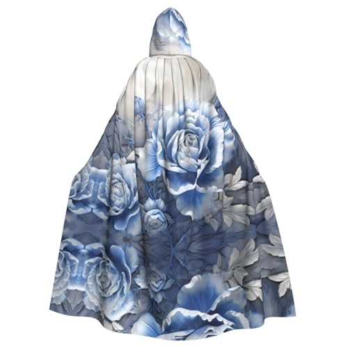 WZYWHJ Cosplay-Poncho mit geschnitztem Rosenknospen-Druck, Aldult mit Kapuze, Umhang für Damen und Herren, Halloween-Party von WZYWHJ