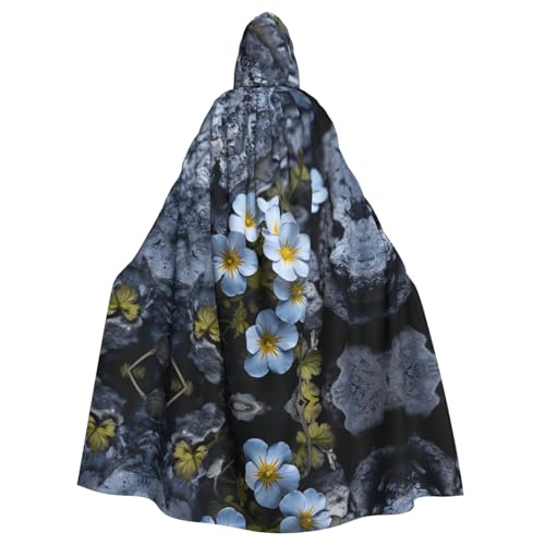 WZYWHJ Cosplay-Poncho mit kleinen Blumen in den Rissen der Felsen, bedruckt, für Damen und Herren, Halloween-Party von WZYWHJ