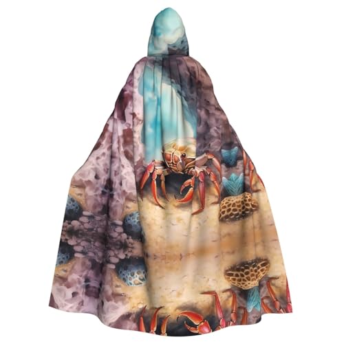 WZYWHJ Cosplay-Poncho mit kleiner Krabbe unter den Felsen, bedruckt, für Damen und Herren, Halloween-Party von WZYWHJ