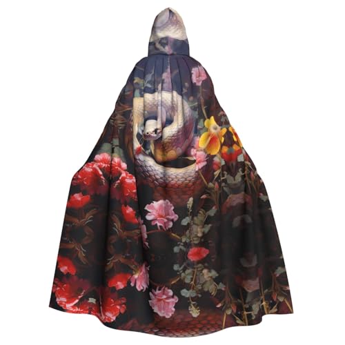 WZYWHJ Cosplay-Poncho mit kleiner Schlange im Blumenbeet, bedruckt, für Damen und Herren, Halloween-Party von WZYWHJ