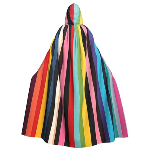 WZYWHJ Cosplay-Poncho mit schmalen farbigen Linien, bedruckt, für Damen und Herren, Halloween-Party von WZYWHJ