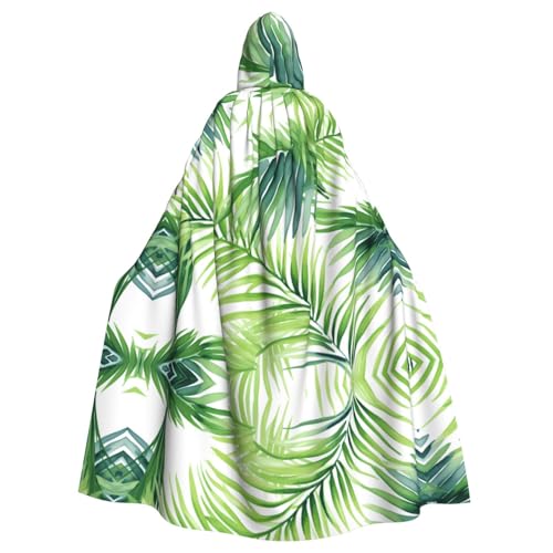 WZYWHJ Cosplay-Poncho mit tropischen Palmenblättern, Aquarell-Muster, Cosplay-Poncho mit Kapuze, Umhang für Damen und Herren, Halloween-Party von WZYWHJ
