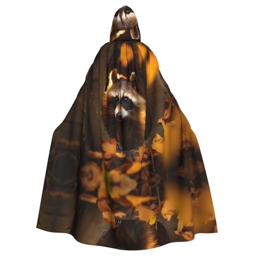 WZYWHJ Cowardly Raccoon Picture aldult Cosplay Poncho Hooded Cloak for men and women Halloween Party von WZYWHJ