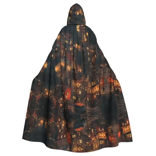 WZYWHJ Cozy Little Village Printing Aldult Cosplay Poncho Hooded Cloak for men and women Halloween Party WZYWHJ Cozy Little Village Printing Aldult Cosplay Poncho Hooded Cloak for men and women Halloween Party von WZYWHJ