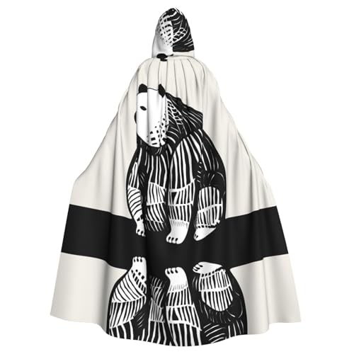WZYWHJ Crouching Bear Picture Aldult Cosplay Poncho Hooded Cloak for men and women Halloween Party von WZYWHJ