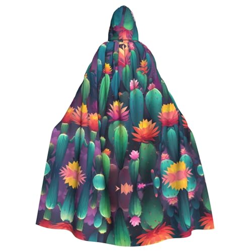 WZYWHJ Cyber Cactus Prints Aldult Cosplay Poncho Kapuzenumhang für Damen und Herren Halloween Party von WZYWHJ