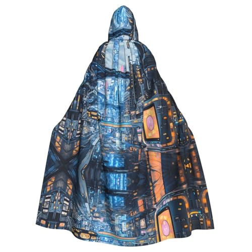 WZYWHJ Cyber Grid Pattern aldult Cosplay Poncho Hooded Cloak for men and women Halloween Party von WZYWHJ