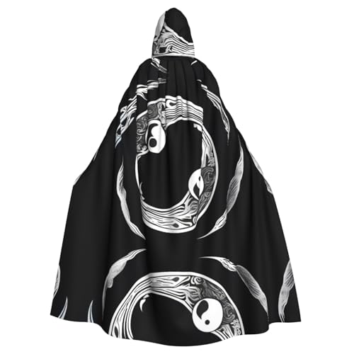 WZYWHJ Ein Yin- und Yang-Symbol-Muster, Cosplay-Poncho mit Kapuze, Umhang für Damen und Herren, Halloween-Party von WZYWHJ