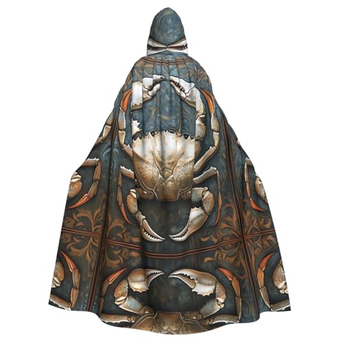 WZYWHJ Eiserne Krabbe auf dem Muster Stein Druck Aldult Cosplay Poncho Kapuzenumhang für Damen und Herren Halloween Party von WZYWHJ