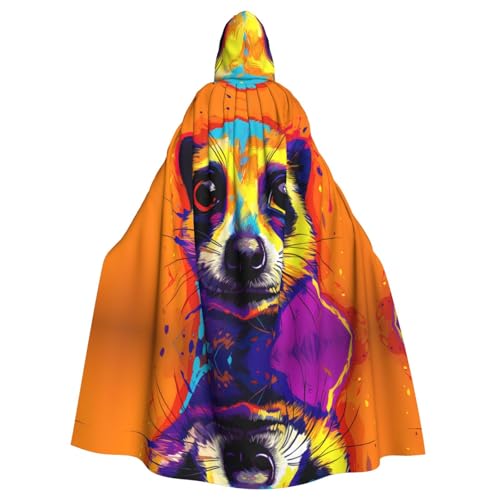 WZYWHJ Farbenfroher Erdmännchen-Druck, Aldult-Cosplay-Poncho mit Kapuze, Umhang für Damen und Herren, Halloween-Party von WZYWHJ