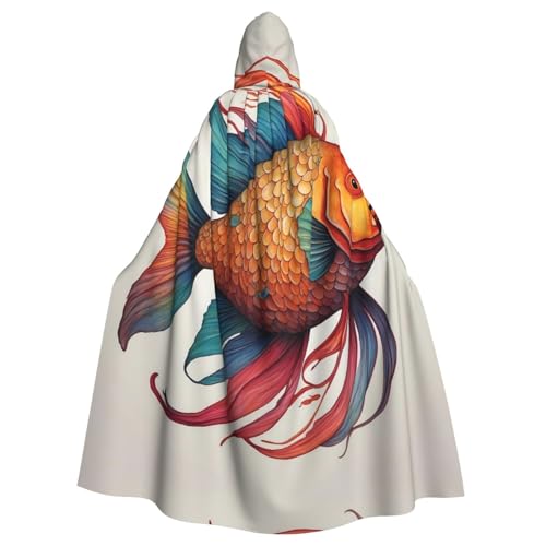WZYWHJ Farbenfroher Fischschwanz-Druck Aldult Cosplay Poncho mit Kapuze für Damen und Herren Halloween-Party WZYWHJ Farbenfroher Fischschwanz-Druck Aldult Cosplay Poncho mit Kapuze für Damen und Herren Halloween-Party von WZYWHJ