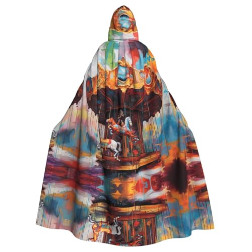 WZYWHJ Farbenfroher Karussell-Druck, Aldult-Cosplay-Poncho mit Kapuze, Umhang für Damen und Herren, Halloween-Party WZYWHJ Farbenfroher Karussell-Druck, Aldult-Cosplay-Poncho mit Kapuze, Umhang für Damen und Herren, Halloween-Party von WZYWHJ