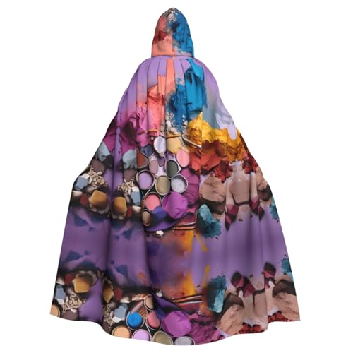 WZYWHJ Farbenfroher Paletten-Druck, Cosplay-Poncho mit Kapuze, Umhang für Damen und Herren, Halloween-Party WZYWHJ Farbenfroher Paletten-Druck, Cosplay-Poncho mit Kapuze, Umhang für Damen und Herren, Halloween-Party von WZYWHJ