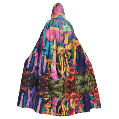 WZYWHJ Farbenfroher Pilzwald-Druck, Aldult Cosplay-Poncho mit Kapuze, Umhang für Damen und Herren, Halloween-Party WZYWHJ Farbenfroher Pilzwald-Druck, Aldult Cosplay-Poncho mit Kapuze, Umhang für Damen und Herren, Halloween-Party von WZYWHJ