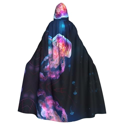 WZYWHJ Farbenfroher Quallen-Druck, Aldult-Cosplay-Poncho mit Kapuze, Umhang für Damen und Herren, Halloween-Party WZYWHJ Farbenfroher Quallen-Druck, Aldult-Cosplay-Poncho mit Kapuze, Umhang für Damen und Herren, Halloween-Party von WZYWHJ