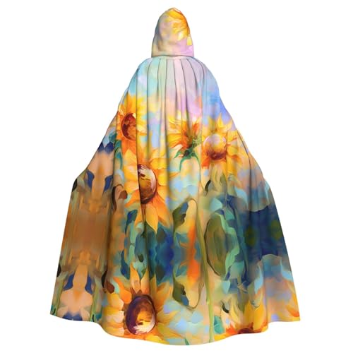WZYWHJ Farbenfroher Sonnenblumen-Druck, Cosplay-Poncho mit Kapuze, Umhang für Damen und Herren, Halloween-Party WZYWHJ Farbenfroher Sonnenblumen-Druck, Cosplay-Poncho mit Kapuze, Umhang für Damen und Herren, Halloween-Party von WZYWHJ