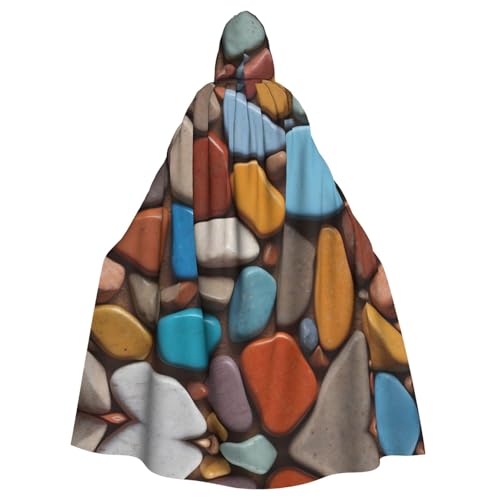 WZYWHJ Farbenfroher Steinweg-Druck, Aldult Cosplay-Poncho mit Kapuze, Umhang für Damen und Herren, Halloween-Party von WZYWHJ