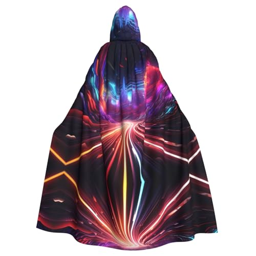 WZYWHJ Farbenfroher Straßen-Druck, Aldult Cosplay-Poncho mit Kapuze, Umhang für Damen und Herren, Halloween-Party von WZYWHJ