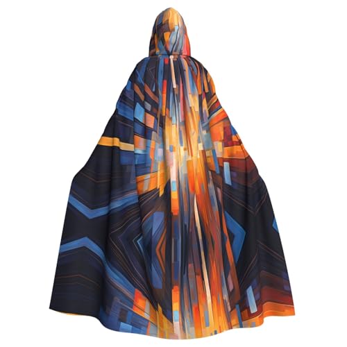 WZYWHJ Farbenfrohes geometrisches Muster, bedruckt, Cosplay-Poncho mit Kapuze, Umhang für Damen und Herren, Halloween-Party von WZYWHJ
