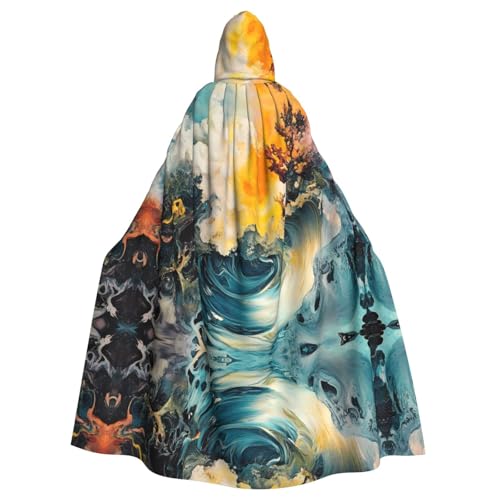WZYWHJ Fluid Art Muster Aldult Cosplay Poncho Kapuzenumhang für Damen und Herren Halloween Party WZYWHJ Fluid Art Muster Aldult Cosplay Poncho Kapuzenumhang für Damen und Herren Halloween Party von WZYWHJ
