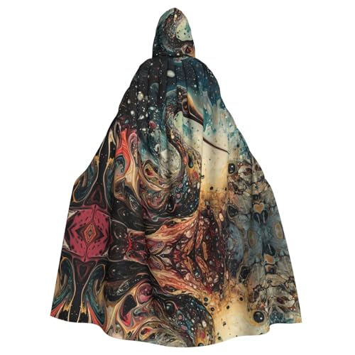 WZYWHJ Fluid Crane Head Pattern Aldult Cosplay Poncho Hooded Cloak for men and women Halloween Party von WZYWHJ