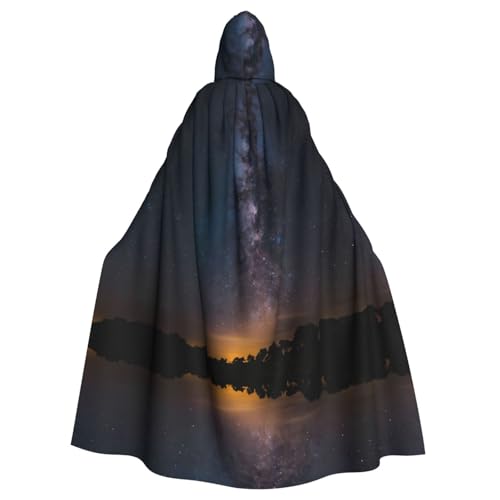 WZYWHJ Glänzender Nachthimmel bedruckter Aldult Cosplay Poncho mit Kapuze für Damen und Herren Halloween Party von WZYWHJ