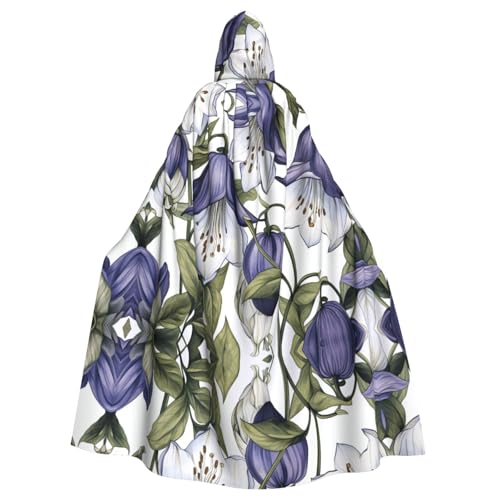 WZYWHJ Glockenblumen-Tapetenmuster, bedruckter Cosplay-Poncho mit Kapuze, Umhang für Damen und Herren, Halloween-Party von WZYWHJ