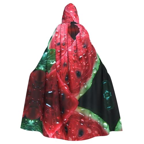 WZYWHJ Großer Wassermelonen-Druck, Aldult Cosplay-Poncho mit Kapuze, Umhang für Damen und Herren, Halloween-Party von WZYWHJ
