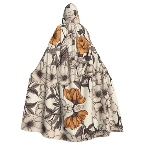 WZYWHJ Handgezeichneter Blumendruck, Aldult Qualität, Cosplay-Poncho mit Kapuze, Umhang für Damen und Herren, Halloween WZYWHJ Handgezeichneter Blumendruck, Aldult Qualität, Cosplay-Poncho mit Kapuze, Umhang für Damen und Herren, Halloween von WZYWHJ