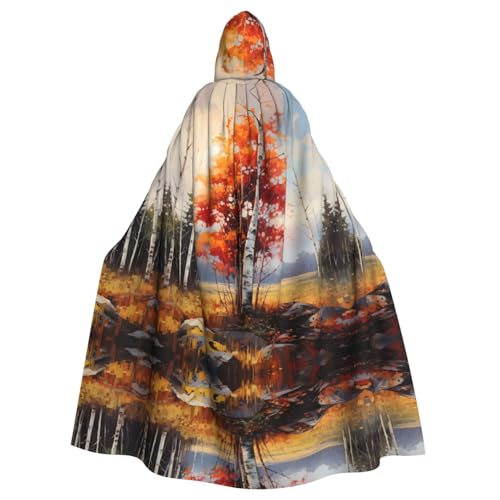 WZYWHJ Herbst-Birken-Druck Aldult Cosplay Poncho mit Kapuze für Damen und Herren Halloween-Party WZYWHJ Herbst-Birken-Druck Aldult Cosplay Poncho mit Kapuze für Damen und Herren Halloween-Party von WZYWHJ