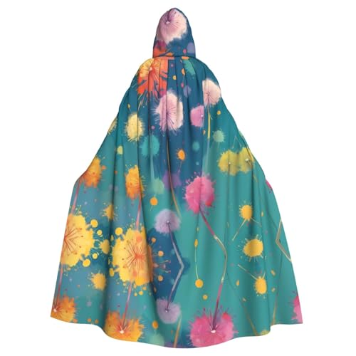 WZYWHJ Ink Pusteblume Prints Aldult Cosplay Poncho Kapuzenumhang für Damen und Herren Halloween Party von WZYWHJ