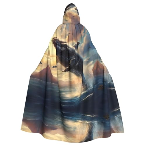 WZYWHJ Jumping Wale Printing Aldult Cosplay Poncho Hooded Cloak for men and women Halloween Party von WZYWHJ