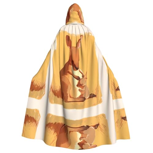 WZYWHJ Kinderlicher Känguru-Mutter-Druck, Aldult Cosplay, Poncho mit Kapuze, Umhang für Damen und Herren, Halloween-Party von WZYWHJ