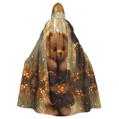 WZYWHJ Kleiner Bär unter den glänzenden Blättern, bedruckter Cosplay-Poncho mit Kapuze, Umhang für Damen und Herren, Halloween-Party WZYWHJ Kleiner Bär unter den glänzenden Blättern, bedruckter Cosplay-Poncho mit Kapuze, Umhang für Damen und Herren, Halloween-Party von WZYWHJ