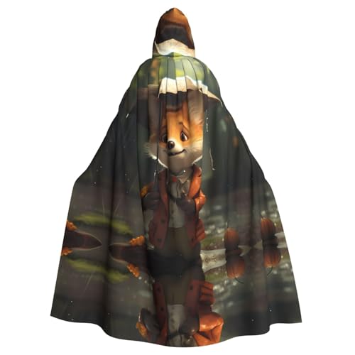 WZYWHJ Kleiner Fuchs hält einen Regenschirm, bedruckter Cosplay-Poncho mit Kapuze, Umhang für Damen und Herren, Halloween-Party WZYWHJ Kleiner Fuchs hält einen Regenschirm, bedruckter Cosplay-Poncho mit Kapuze, Umhang für Damen und Herren, Halloween-Party von WZYWHJ