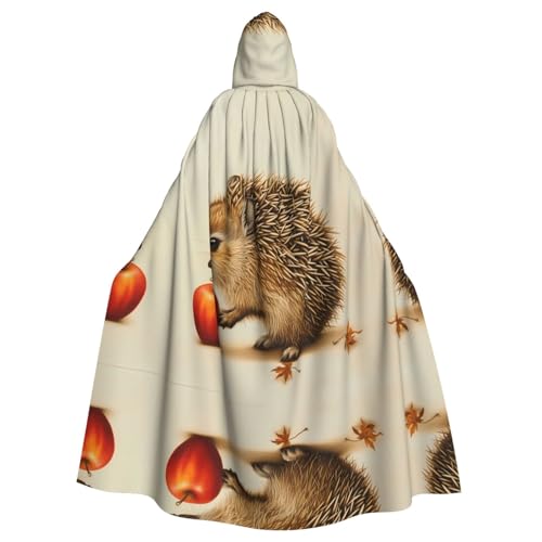 WZYWHJ Kleiner Igel mit Apfeldruck, Cosplay-Poncho mit Kapuze, Umhang für Damen und Herren, Halloween-Party WZYWHJ Kleiner Igel mit Apfeldruck, Cosplay-Poncho mit Kapuze, Umhang für Damen und Herren, Halloween-Party von WZYWHJ