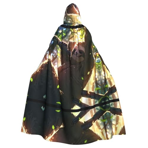 WZYWHJ Lazy Faultier Prints Aldult Cosplay Poncho Kapuzenumhang für Damen und Herren Halloween Party von WZYWHJ