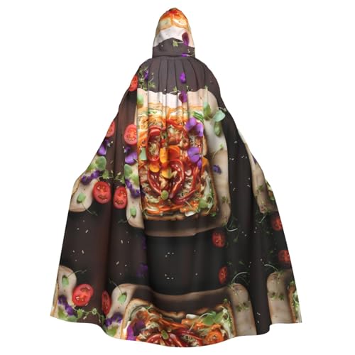 WZYWHJ Leckerer Sandwich-Toast-Druck, Aldult, Cosplay-Poncho mit Kapuze, Umhang für Damen und Herren, Halloween-Party von WZYWHJ