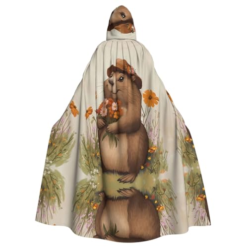 WZYWHJ Lustiges Murmeltier-Muster Aldult Cosplay Poncho mit Kapuze für Damen und Herren Halloween-Party WZYWHJ Lustiges Murmeltier-Muster Aldult Cosplay Poncho mit Kapuze für Damen und Herren Halloween-Party von WZYWHJ