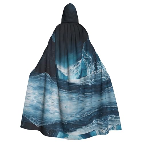 WZYWHJ Majestätischer Gletscher bedruckter Aldult Cosplay Poncho mit Kapuze für Damen und Herren Halloween Party von WZYWHJ