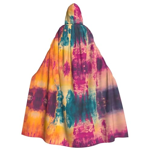 WZYWHJ Mehrfarbiger Batik-Poncho mit Kapuze, für Damen und Herren, Halloween von WZYWHJ