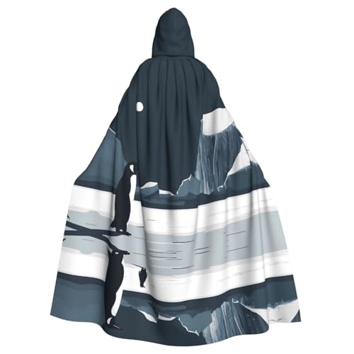 WZYWHJ Minimalistische Pinguin-Silhouette, hochwertiges Cosplay-Poncho mit Kapuze, Umhang für Damen und Herren von WZYWHJ