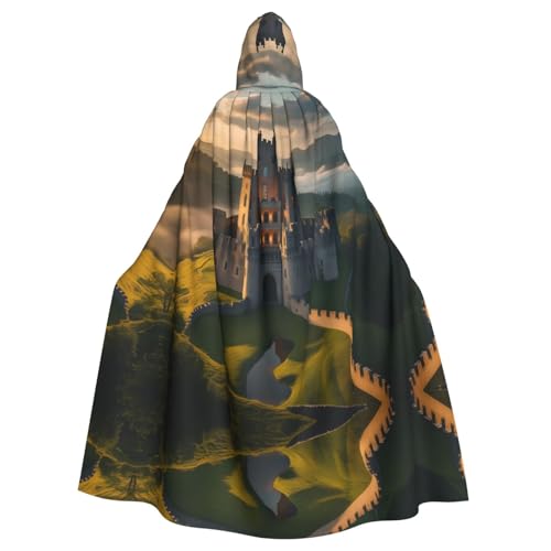 WZYWHJ Mittelalterliches Schlossbild Aldult Qualität Cosplay Poncho Kapuzenumhang für Damen und Herren Halloween WZYWHJ Mittelalterliches Schlossbild Aldult Qualität Cosplay Poncho Kapuzenumhang für Damen und Herren Halloween von WZYWHJ