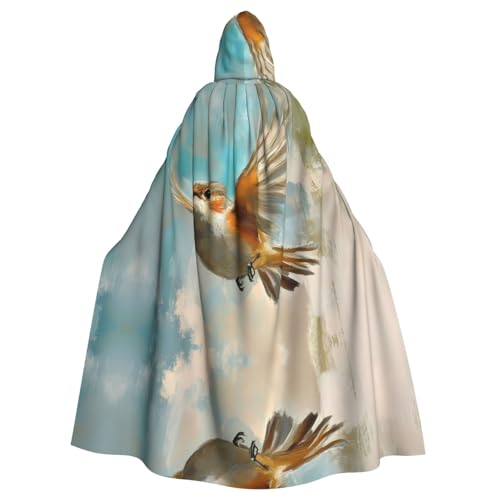 WZYWHJ Molliger kleiner Vogel fliegender Druck Aldult Qualität Cosplay Poncho Kapuzenumhang für Damen und Herren Halloween WZYWHJ Molliger kleiner Vogel fliegender Druck Aldult Qualität Cosplay Poncho Kapuzenumhang für Damen und Herren Halloween von WZYWHJ