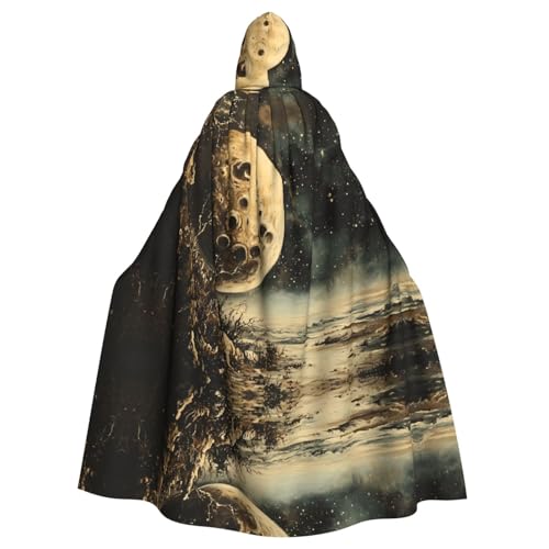 WZYWHJ Mond-Graffiti-Poncho mit Kapuze, Aldult-Qualität, für Damen und Herren, Halloween WZYWHJ Mond-Graffiti-Poncho mit Kapuze, Aldult-Qualität, für Damen und Herren, Halloween von WZYWHJ
