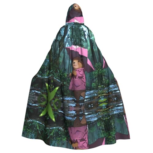 WZYWHJ Murmeltier mit Regenschirm, Cosplay-Poncho mit Kapuze, Umhang für Damen und Herren, Halloween-Party von WZYWHJ